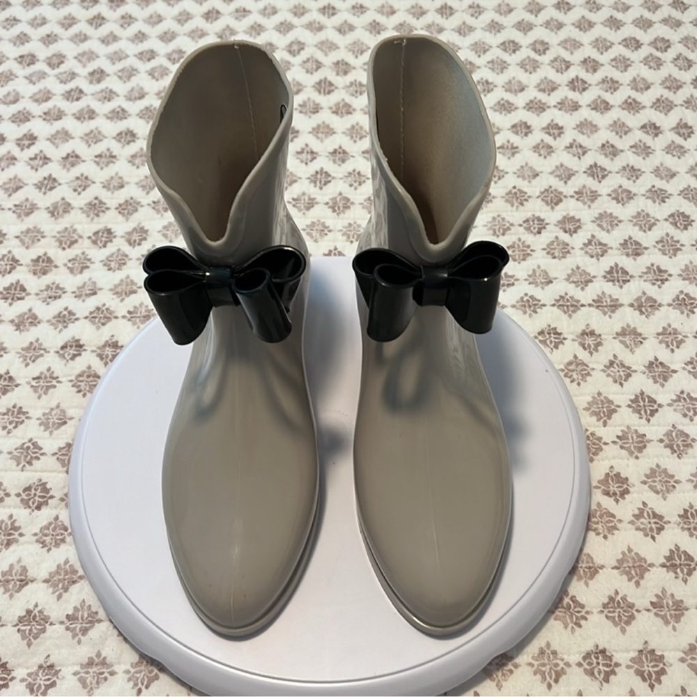Vivienne Westwood by Melissa Anglomania Bow Ankle Rain Boot Patent Size 8